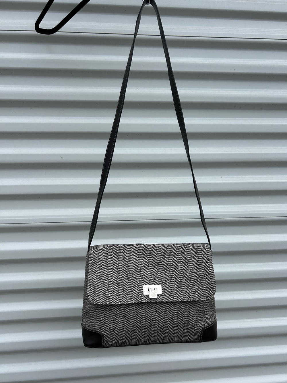 Dark Brown Liz Claiborne Herringbone Crossbody Bag